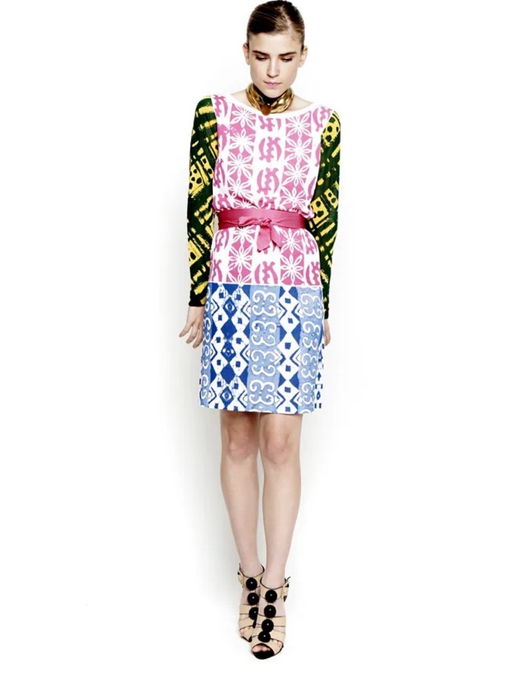 Duro Olowu Silk Luxury Runway Collection Belted Midi Dress